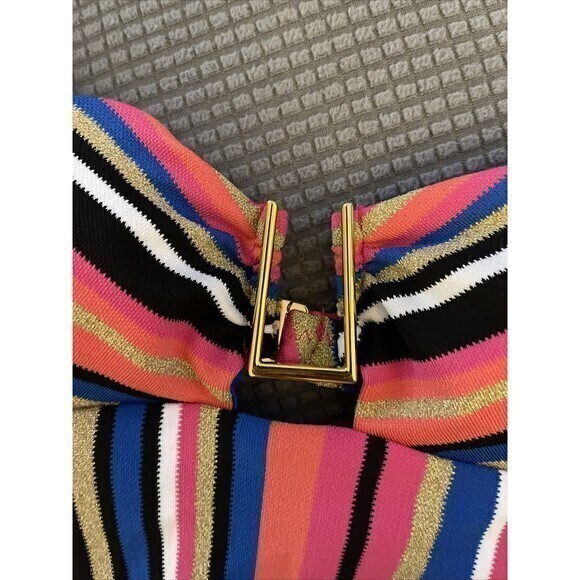 Trina Turk LUX PIQUE STRIPE‎ BANDEAU MAILLOT ONE PIECE - Picture 5 of 6